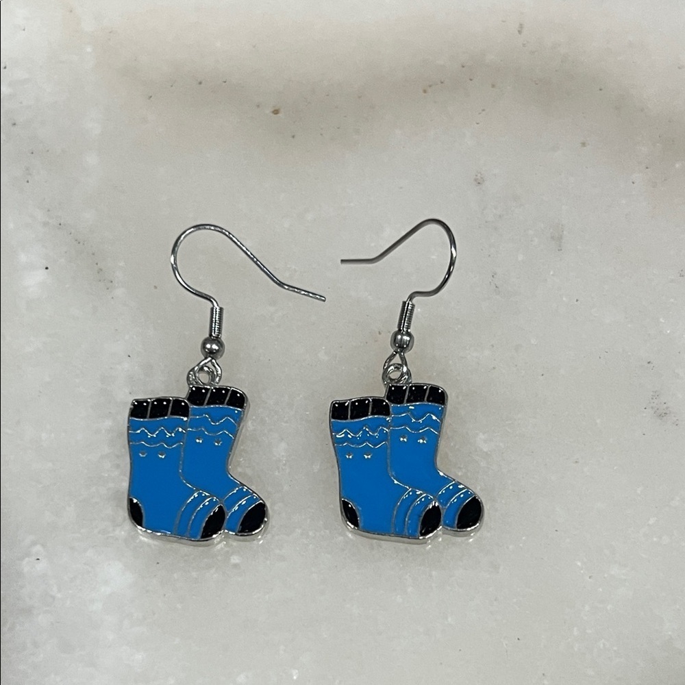 Charming Blue Winter Sock Earrings